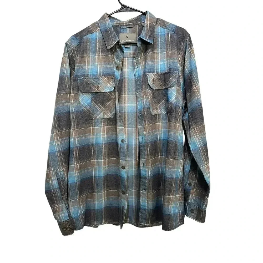 Royal Robbins Plaid Flannel Casual Shirt Size Medium